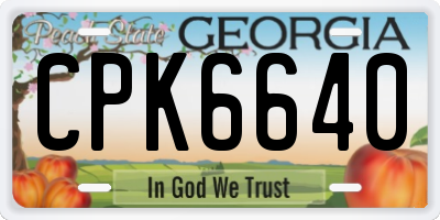 GA license plate CPK6640