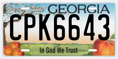 GA license plate CPK6643