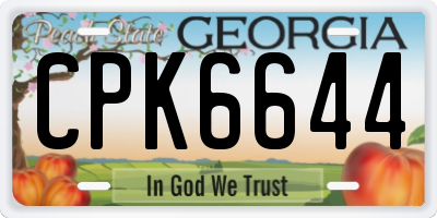 GA license plate CPK6644