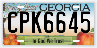 GA license plate CPK6645