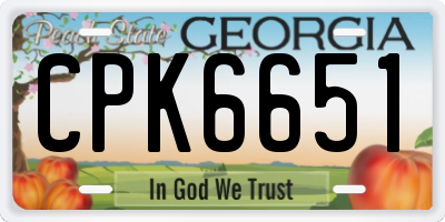GA license plate CPK6651