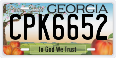 GA license plate CPK6652
