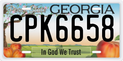GA license plate CPK6658