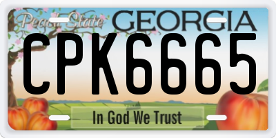 GA license plate CPK6665