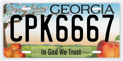 GA license plate CPK6667
