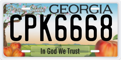 GA license plate CPK6668