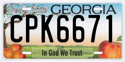 GA license plate CPK6671