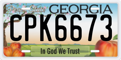 GA license plate CPK6673