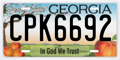 GA license plate CPK6692