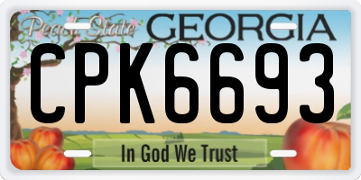 GA license plate CPK6693
