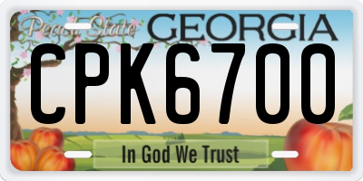 GA license plate CPK6700