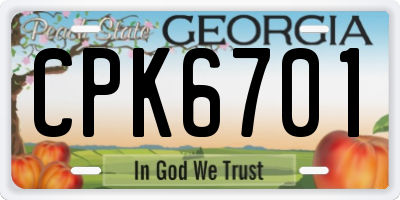 GA license plate CPK6701