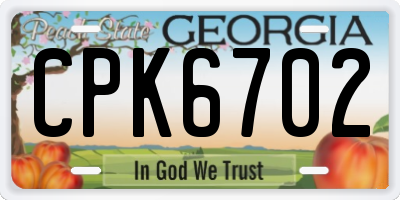 GA license plate CPK6702