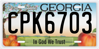 GA license plate CPK6703