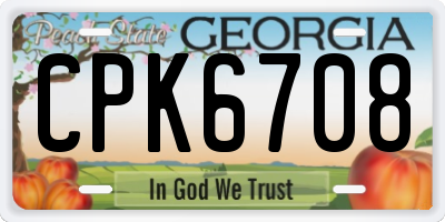 GA license plate CPK6708