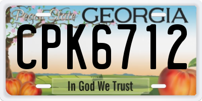 GA license plate CPK6712