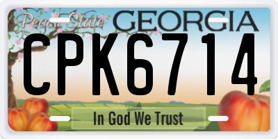 GA license plate CPK6714