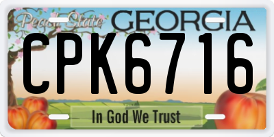 GA license plate CPK6716