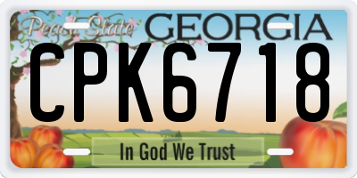 GA license plate CPK6718