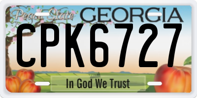 GA license plate CPK6727