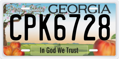 GA license plate CPK6728