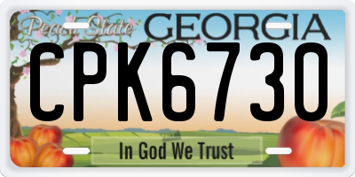 GA license plate CPK6730