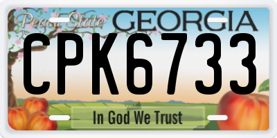 GA license plate CPK6733