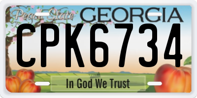 GA license plate CPK6734