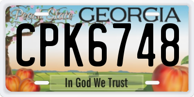 GA license plate CPK6748
