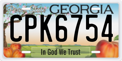GA license plate CPK6754