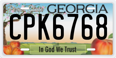 GA license plate CPK6768
