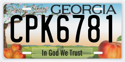 GA license plate CPK6781
