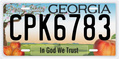 GA license plate CPK6783