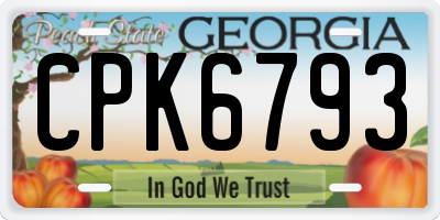 GA license plate CPK6793