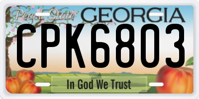 GA license plate CPK6803