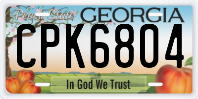 GA license plate CPK6804