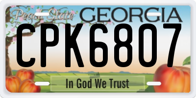 GA license plate CPK6807