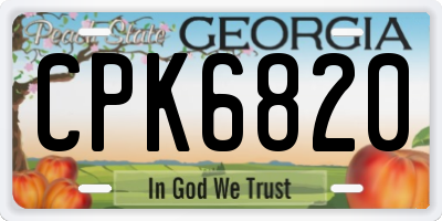 GA license plate CPK6820