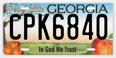 GA license plate CPK6840