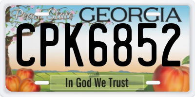 GA license plate CPK6852