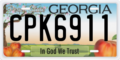 GA license plate CPK6911