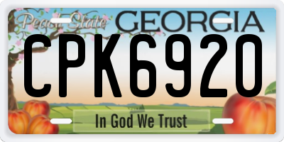 GA license plate CPK6920