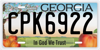 GA license plate CPK6922