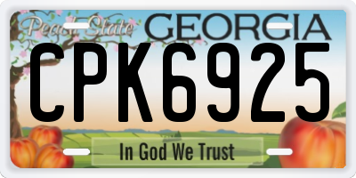 GA license plate CPK6925