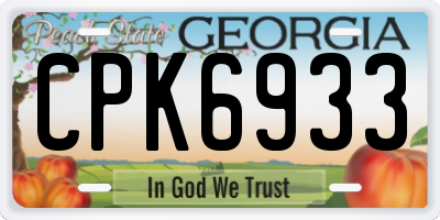 GA license plate CPK6933