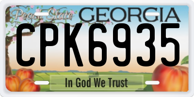 GA license plate CPK6935