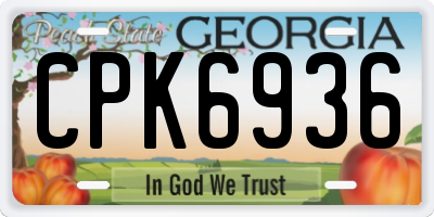 GA license plate CPK6936