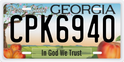GA license plate CPK6940