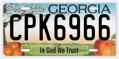 GA license plate CPK6966