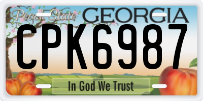 GA license plate CPK6987